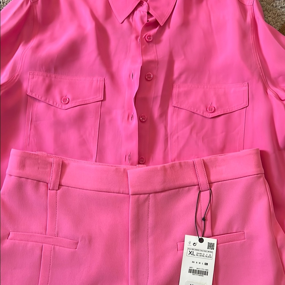 Zara Pink Button-Up Women's Top - Picture 4 of 4